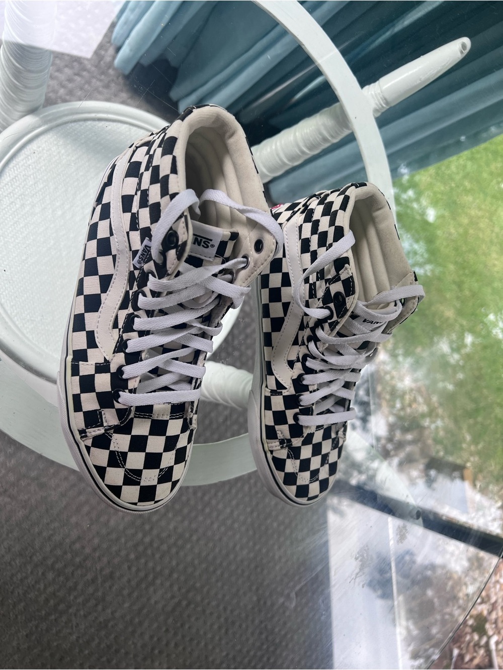 Vans Black & White Checkerboard High-Top Sneakers